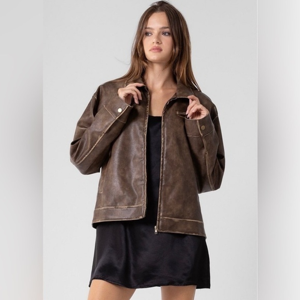 Brown Leather Jacket for Women
